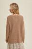 Raw Edge Detail V-Neck Sweater- Taupe