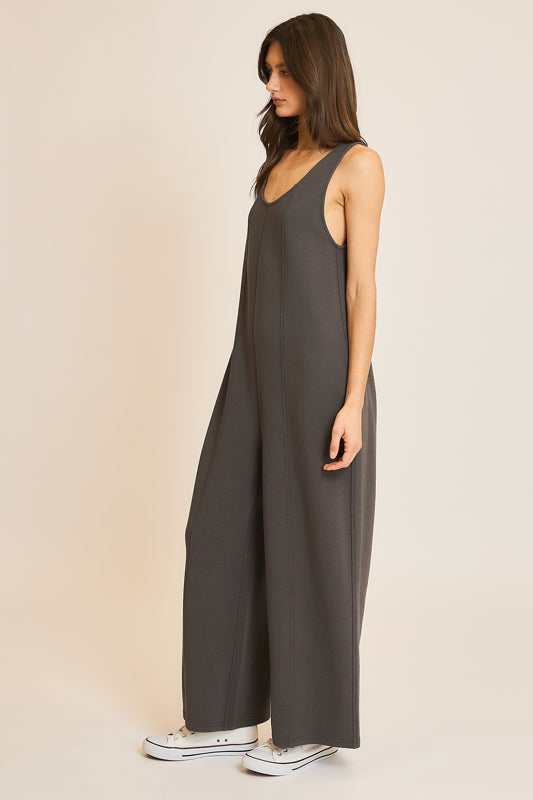 Ribbed Knit Seam Detail Jumpsuit