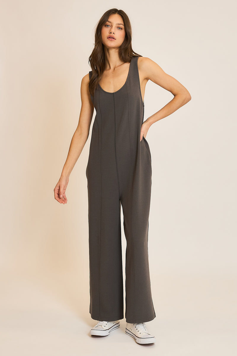 Ribbed Knit Seam Detail Jumpsuit