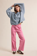 Striped Drop Shoulder Sweatshirt - Dark Blue/Ivory