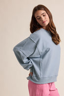 Striped Drop Shoulder Sweatshirt - Dark Blue/Ivory