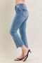 Judy Blue Mid Rise Vintage Wash Destroy Hem Kick Flare