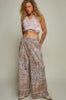 Vintage Floral Embroidered Laser Cut Wide Leg Pants