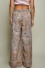 Vintage Floral Embroidered Laser Cut Wide Leg Pants