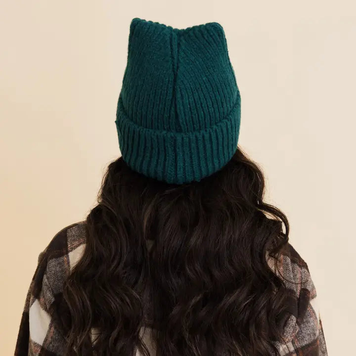 Chill Vibes Soft Ribbed Square Top Beanie