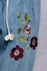 Wide-Leg  Relaxed Boho Floral Embroidered Pants