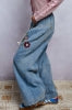 Wide-Leg  Relaxed Boho Floral Embroidered Pants