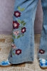 Wide-Leg  Relaxed Boho Floral Embroidered Pants