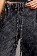 French Terry mineral-washed wide-leg pants