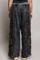 French Terry mineral-washed wide-leg pants