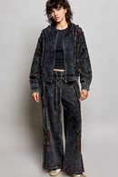 French Terry mineral-washed wide-leg pants