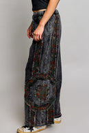 French Terry mineral-washed wide-leg pants