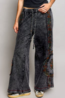 French Terry mineral-washed wide-leg pants