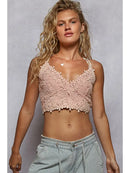 Adjustable Cross Strap Lace Crochet Smock Back Bralette