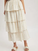 Ditsy Floral Ruffle Tiered Midi Skirt