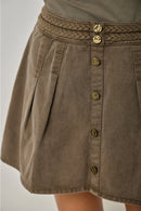 Washed Braided Denim Mini Skort