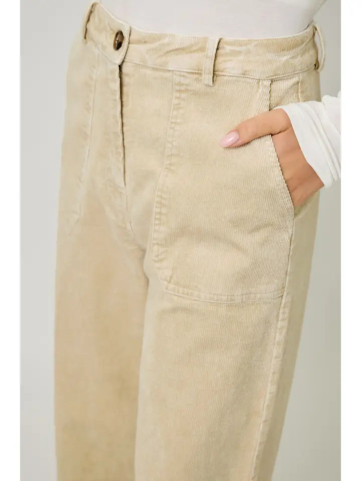 Washed Corduroy Trouser- Almond
