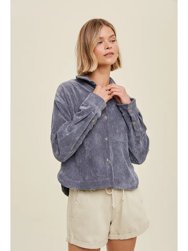 Corduroy Relaxed Crop Shacket