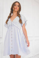 Lace Trim Babydoll Mini Dress