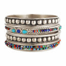 Silver & Multi Bead Set of 9 Bangles