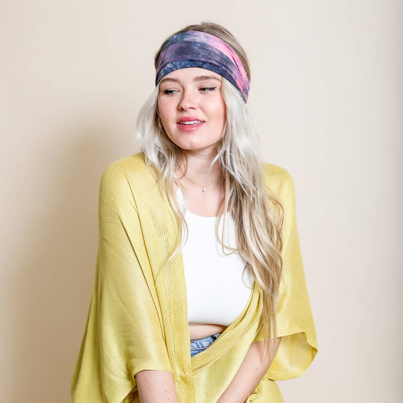 Boho Chic Wide Band Tie-Dye Headwrap