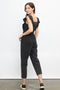 Ruffled Washed Cotton Jumpsuit with Front Zipper