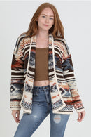 Aztec Chunky Knit Cardigan Sweater