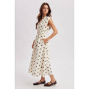 Polka Dot Zip Midi Dress- Cream
