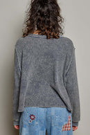 Vintage Washed Waffle Knit Oversized Long Sleeve Top