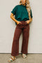 High Rise-Crop Wide Pants- Choco Brown