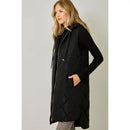 Quilted Puffer Long Hoodie Vest