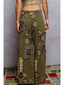 Double Gauze Varied Printed Patchwork Woven Pants