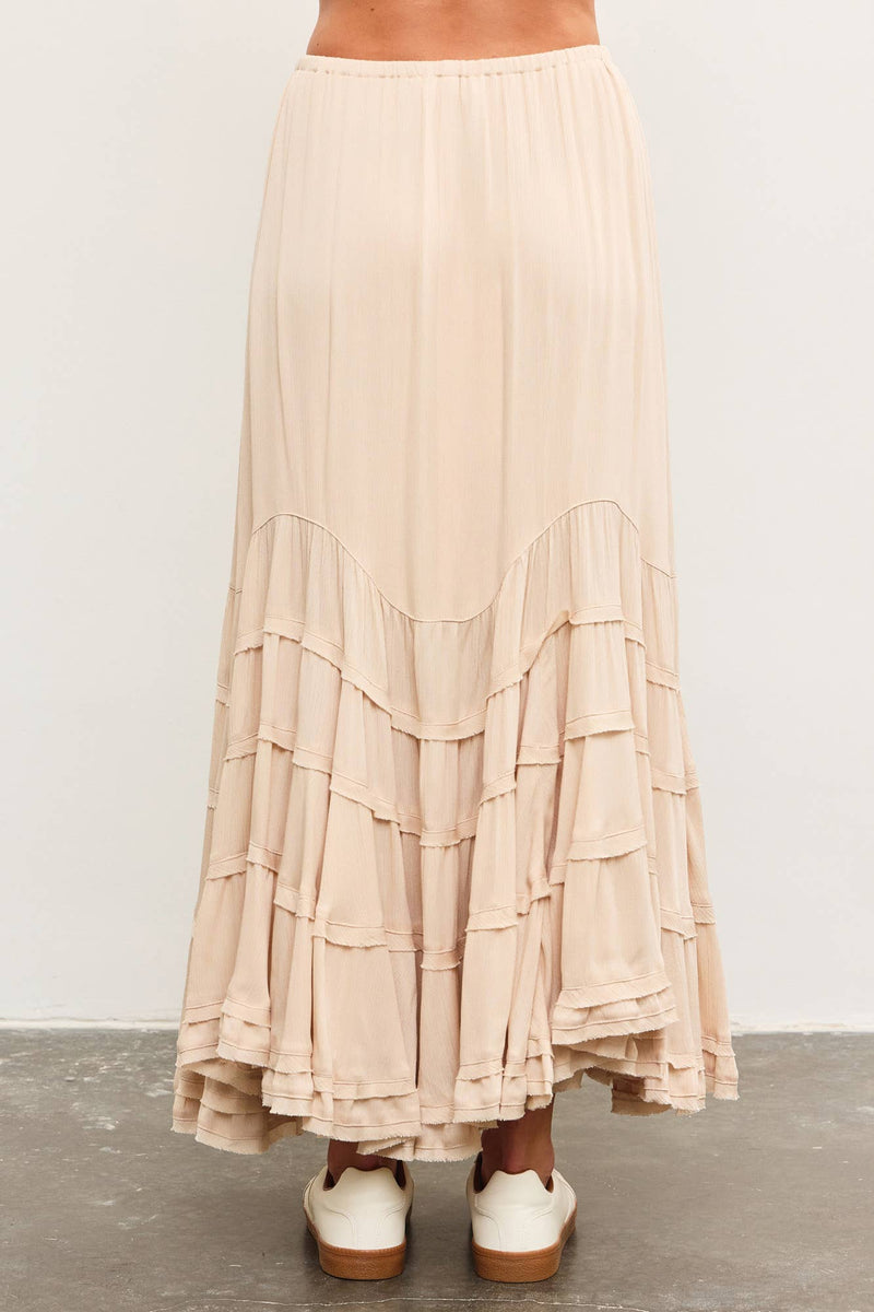 Tie Front Wave Tiered Skirt