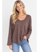 Knit V-Neck Dolman Long Sleeve Top