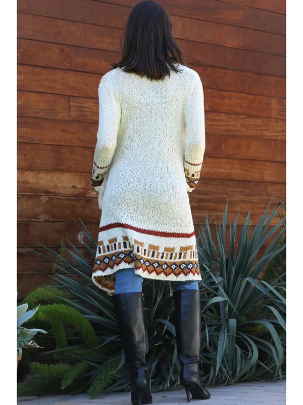 Cardigan Sweater with Border