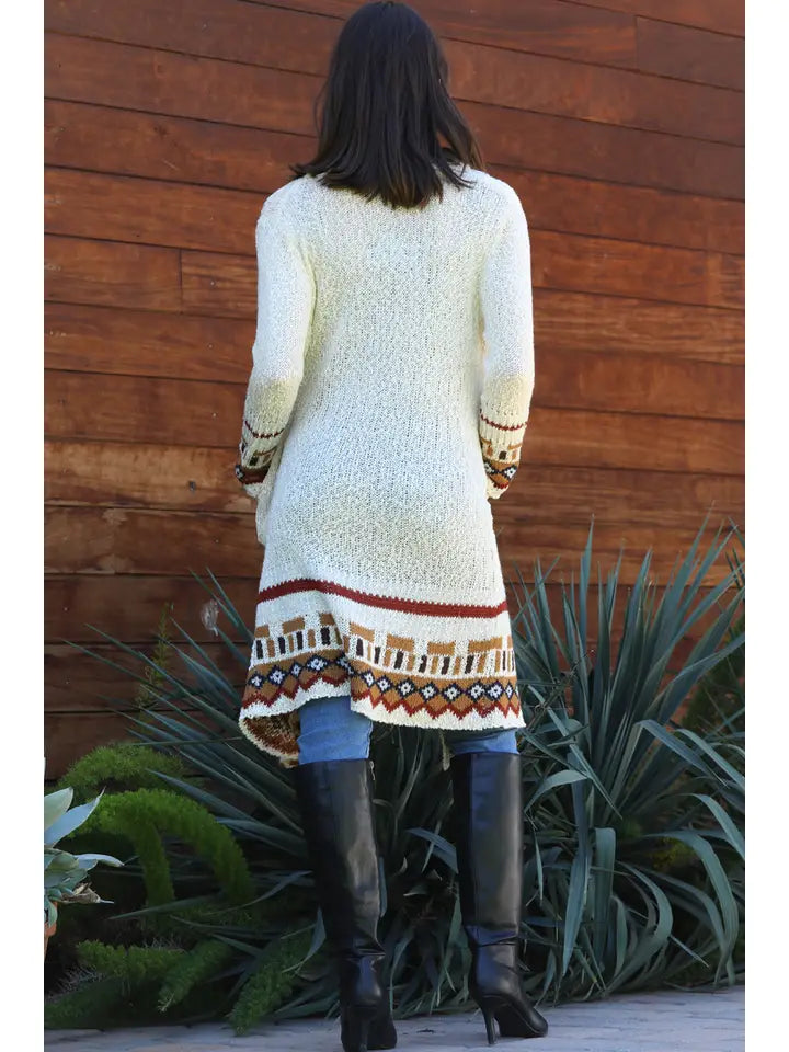 Cardigan Sweater with Border