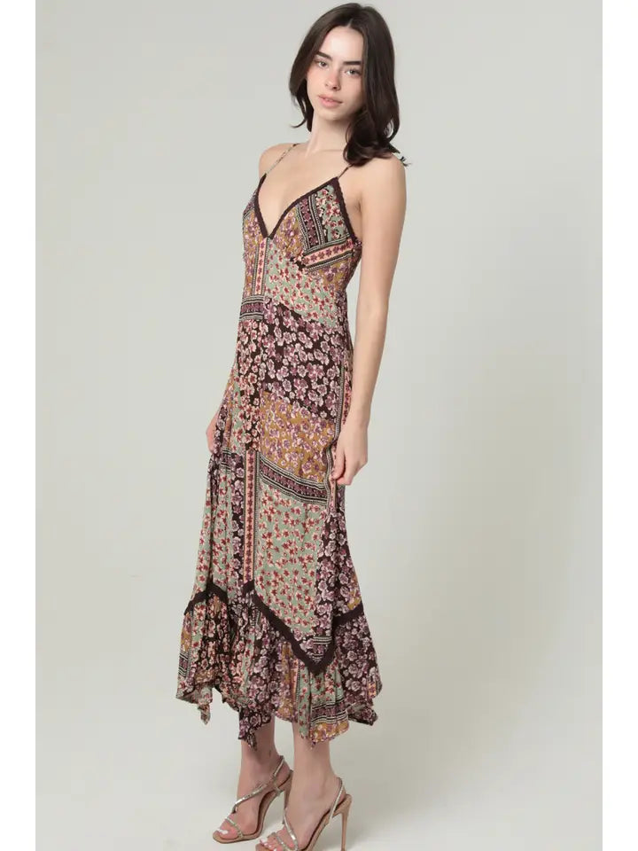 Spaghetti Strap with Ruffle Hem & Lace Detailing