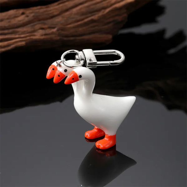 Three Headed Goose Keychain