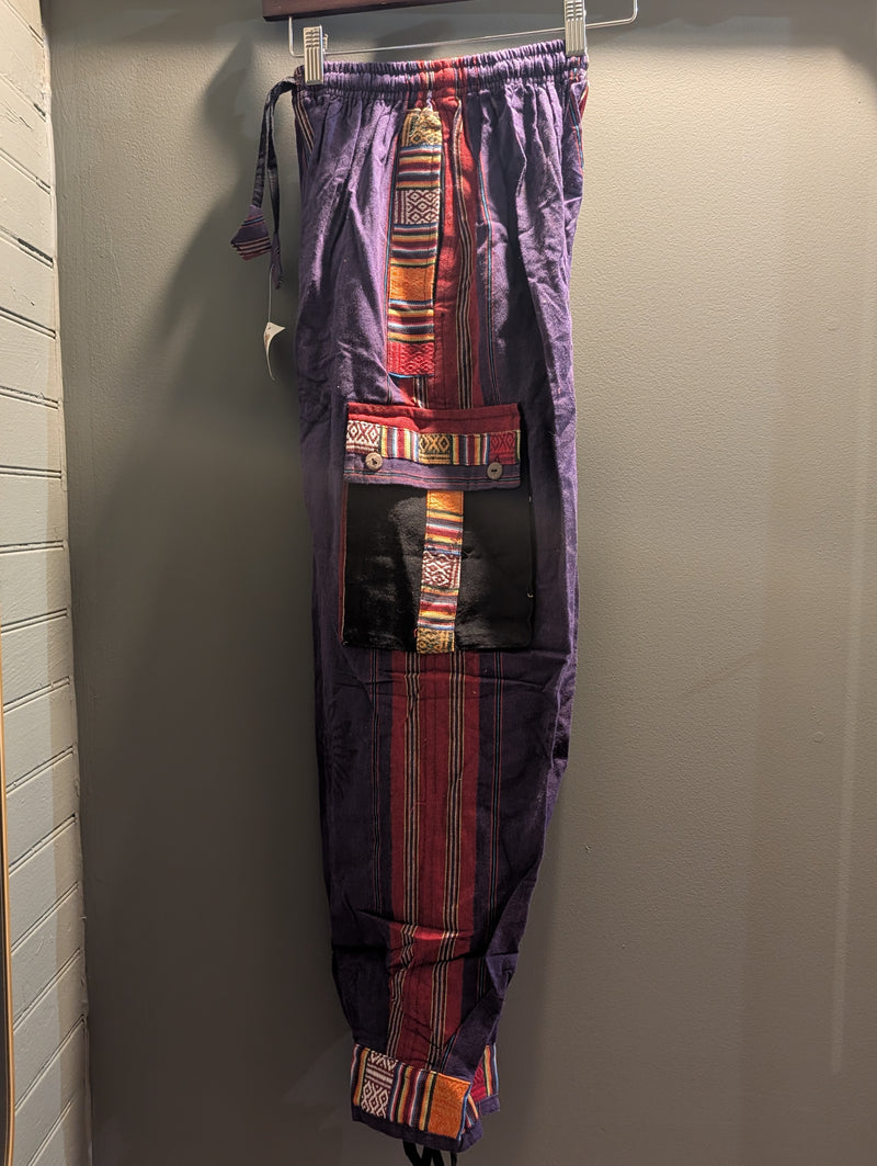 Cargo Pants- Purple or Red with Rainbow Tribal