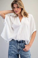 Textured Stripe Pattern Oversized Blouse