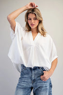 Textured Stripe Pattern Oversized Blouse