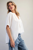 Textured Stripe Pattern Oversized Blouse