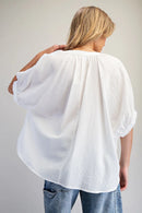 Textured Stripe Pattern Oversized Blouse