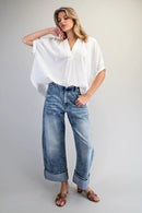 Textured Stripe Pattern Oversized Blouse