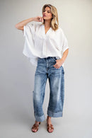 Textured Stripe Pattern Oversized Blouse
