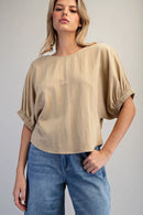 Solid Dolman Sleeve Blouse