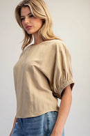 Solid Dolman Sleeve Blouse