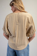 Solid Dolman Sleeve Blouse