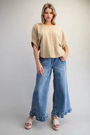 Solid Dolman Sleeve Blouse