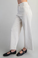 Striped Pants - Ivory With Blue Vertical Pinstripe